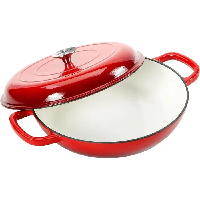 Pot à soupe pour four hollandais de 4,5 l, Casserole en fonte, poêle avec couvercle et double poignées, cuisson au four hollandais