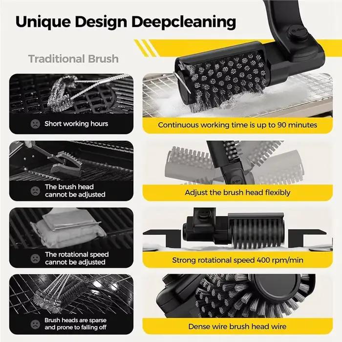 Brosse de nettoyage électrique sans fil pour barbecue