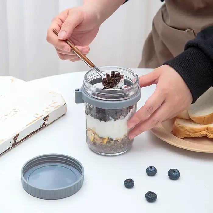 Conteneur d'avoine de nuit, 1 pièce, lait, fruits, salade, stockage des aliments, pots en verre, céréales portables, tasses de petit déjeuner, bouteille d'eau, article de cuisine