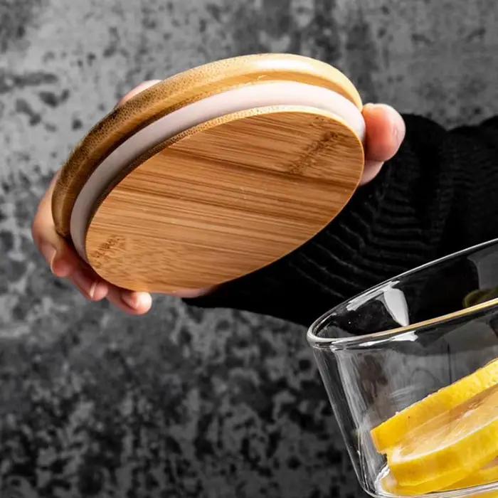 Bol en verre à salade japonais avec couvercle, pot de stockage de fruits, Tupperware empilable, organisateur de stockage des aliments, conteneurs de réfrigérateur de cuisine
