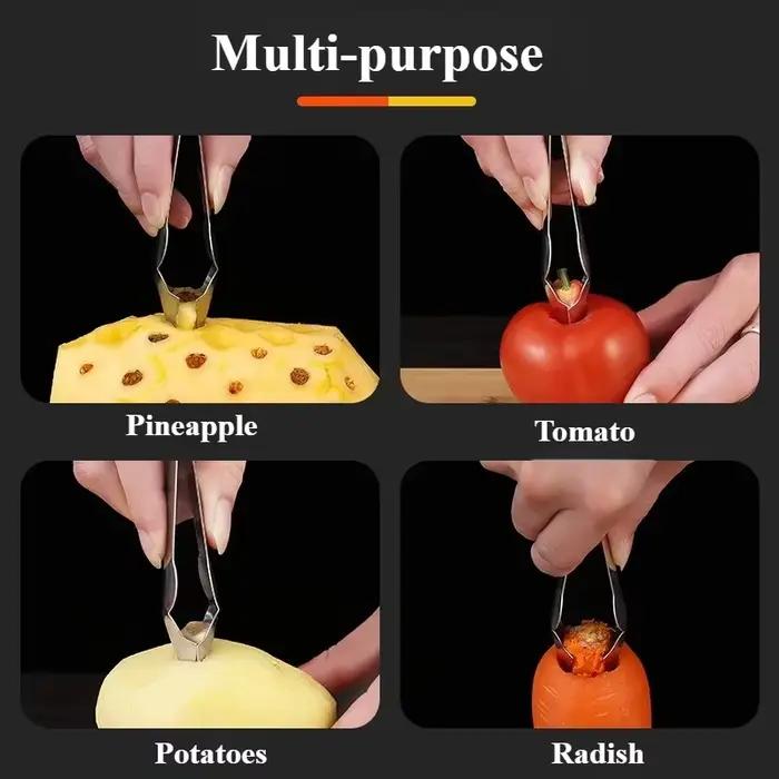 Éplucheur de fraises en acier inoxydable pour trancher ananas et éplucher fruits avec précision et facilité pour la cuisine et les occasions spéciales