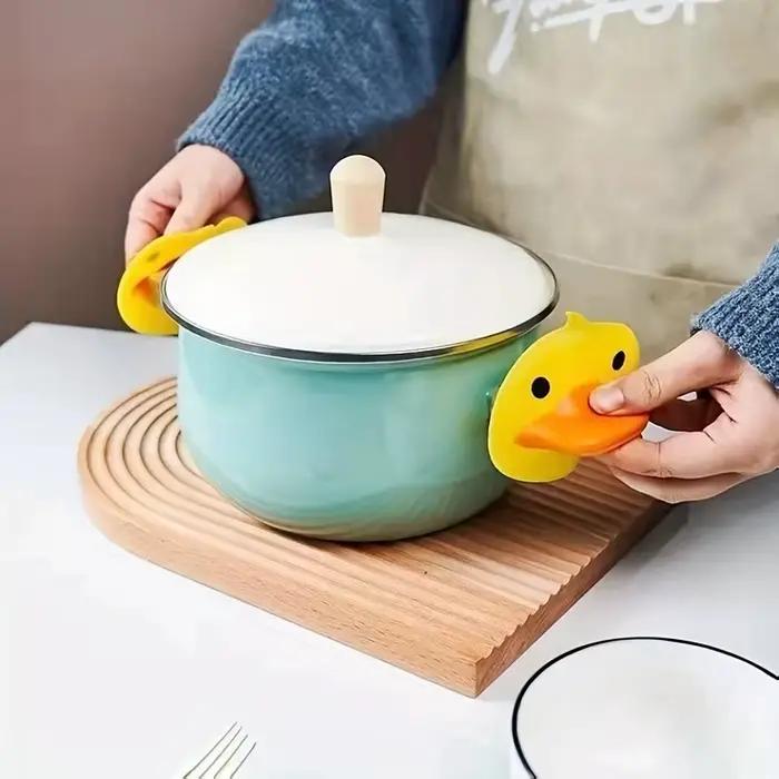 AdTosYellow Canard Silicone Pot Holders, Degré de chaleur, Mini four Gants pour Kijavtchen Cooking & Baking-Kitchen, 2PCs