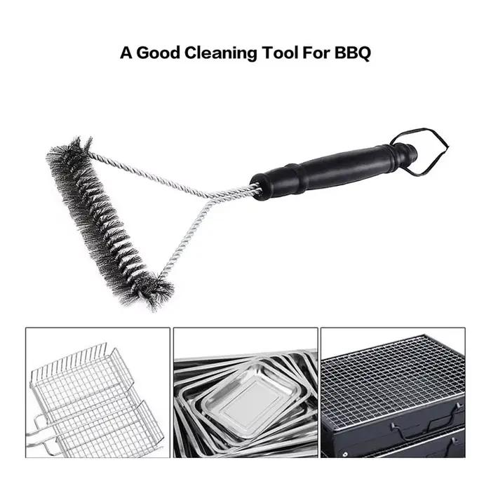Brosse et grattoir pour Barbecue, accessoires de cuisine, Kit de Barbecue, brosse de nettoyage, outils en acier inoxydable, Triangle à poils métalliques, nouvelle collection