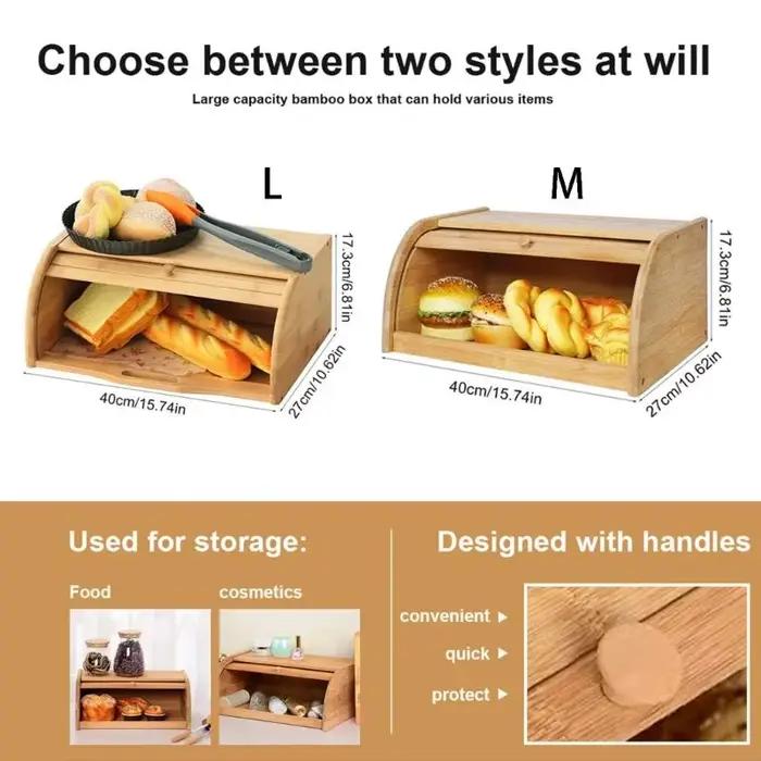 Stockage durable du pain en bois pour utilisation sur comptoir avec fonction contrôle l'humidité 37JD