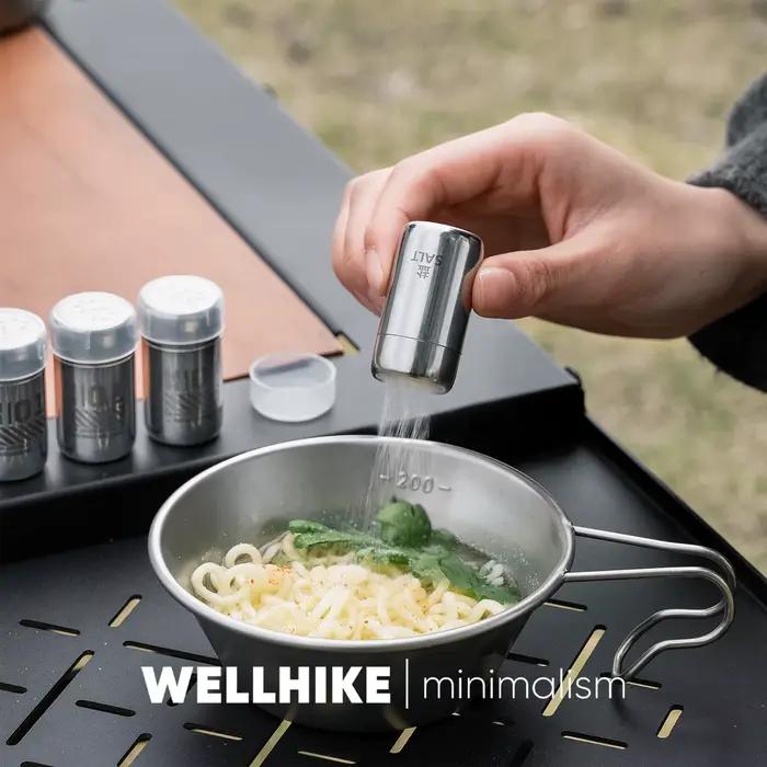 Ensemble de mini-bouteilles à épices WELLHIKE, salière et sucrier portables pour le camping et la randonnée en plein air, récipient à épices hermétique