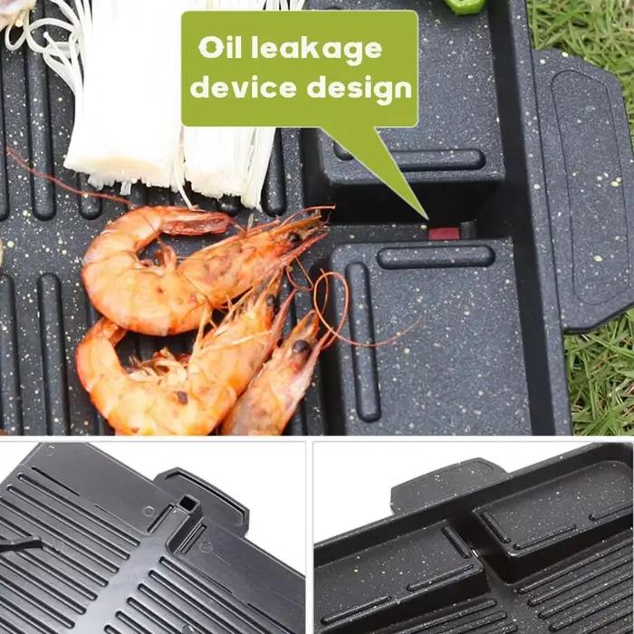 Plaque de gril barbecue coréenne antiadhésive alliage aluminium hauteur réglable portable pour rassemblements familiaux fêtes extérieures