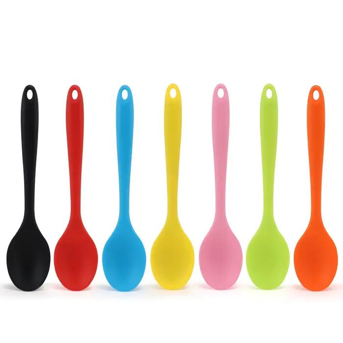 Cuillère à nouilles en Silicone à Long manche, mélange de salade de riz, cuillère à café de cuisine, cuillère à salade, cuillère à assaisonnement, vaisselle