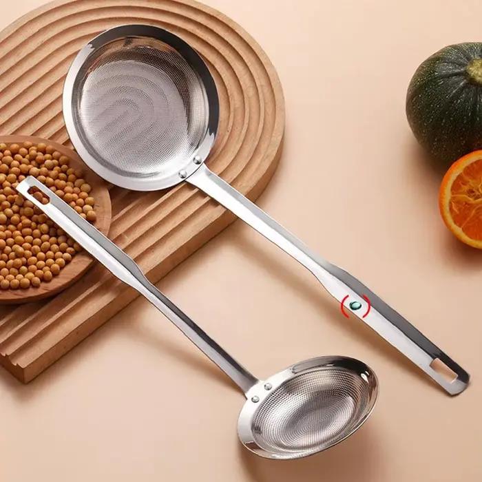 Écumoire en acier inoxydable 304 à mailles fines pour supprimer la graisse et la mousse, outil de cuisine élégant et polyvalent pour soupes et plats mijotés