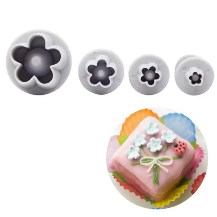 Ensemble de tampons à fleurs de prunier pour biscuits et décorations de gâteaux 4 pièces outil de pâtisserie pour fondants et pâte à sucre occaions spéciales