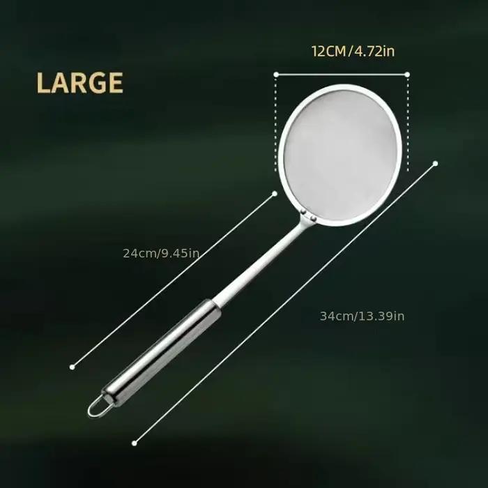 Cuillère d'écumage de graisse en acier inoxydable, écumoire à mailles fines, cuillère à passoire pour graisse et mousse remodelées, outils de cuisine, 1 pièce
