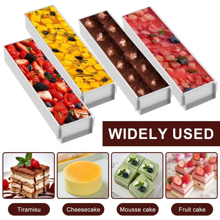 Moule à gâteau rectangulaire Tiramisu avec couvercle et spatule, en alliage d'aluminium antiadhésif, amovible, pour gâteaux, mousses et muffins DIY