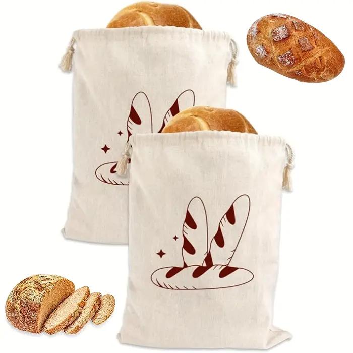 Sac à pain en lin réutilisable brun/violet pour stockage de pain et autres aliments, écologique et durable pour usage quotidien et cadeaux occassionnels