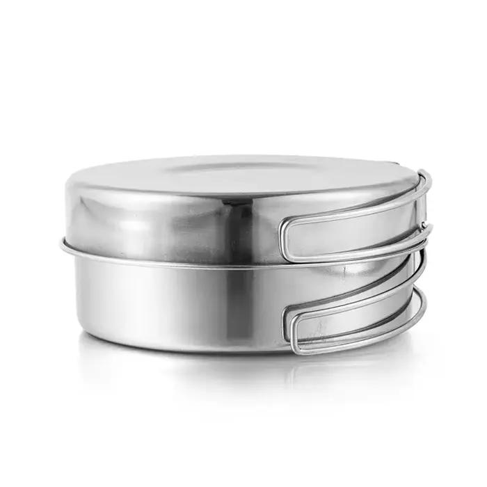 Ensemble de casseroles pliables en acier inoxydable pour la randonnée