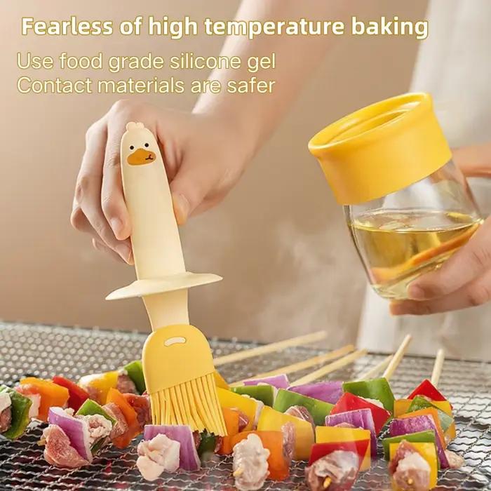 Bouteille à huile en verre, pot à huile intégré avec brosse en silicone de qualité alimentaire, pot à vinaigre, outils de cuisson pour barbecue, pâtisserie, pique-nique