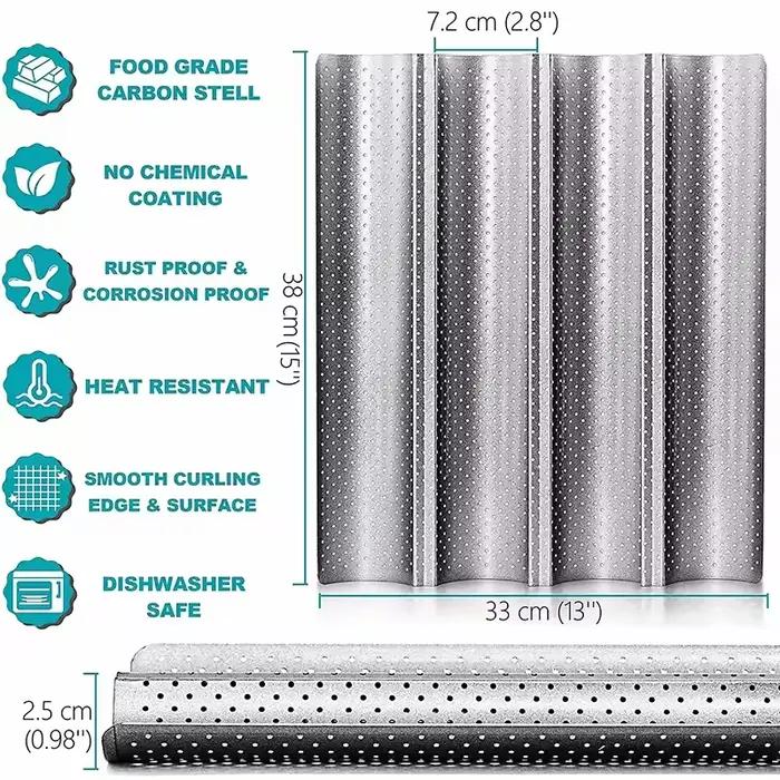 Plaque de cuisson antiadhésive perforée en acier au carbone pour baguettes