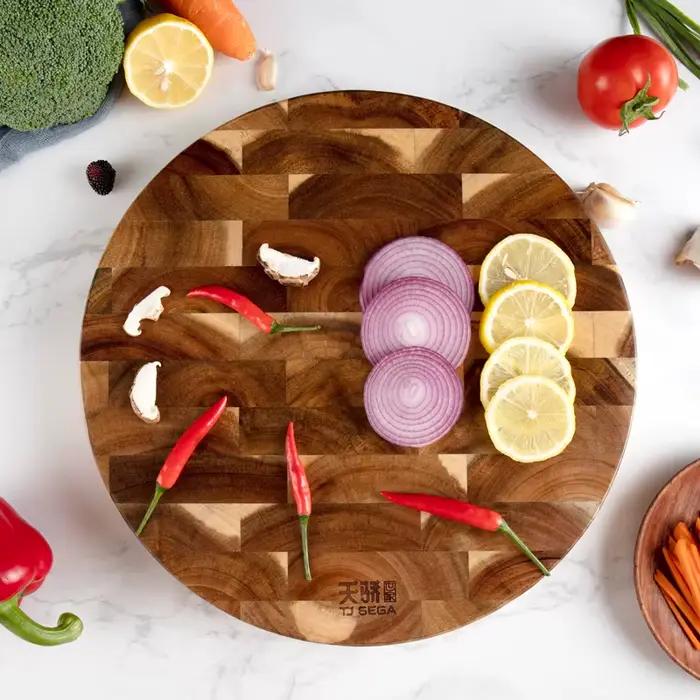 Planche à découper en bois d'acacia, bloc à découper à grains à extrémité ronde, Double face, utilisant du fromage en bois, planche de boucher, outils de cuisine de qualité alimentaire