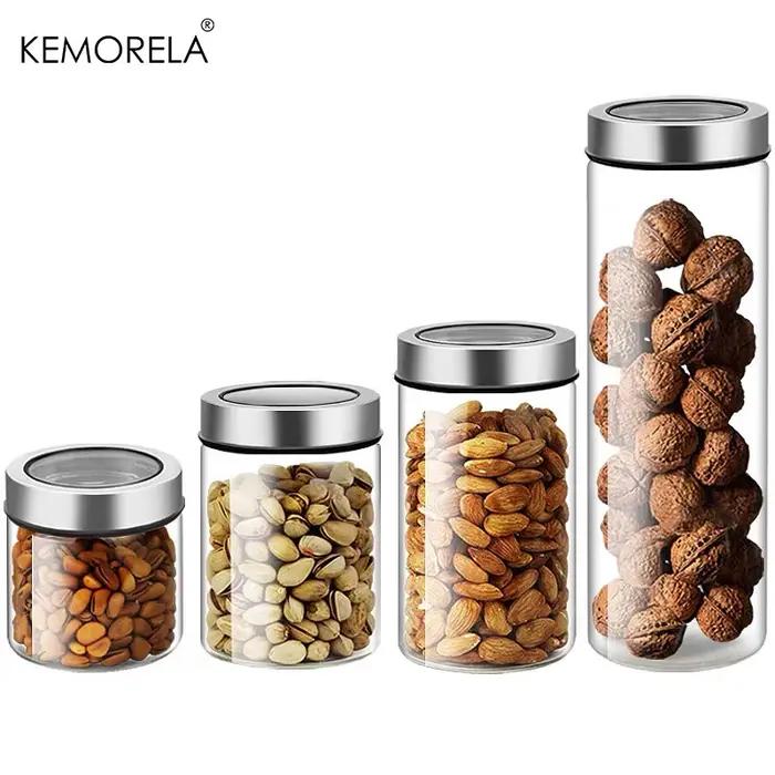 Pot de stockage de café transparent avec couvercle, verre cylindrique créatif, récipient scellé, démontrent d'avoine, céréales, collation, ménage