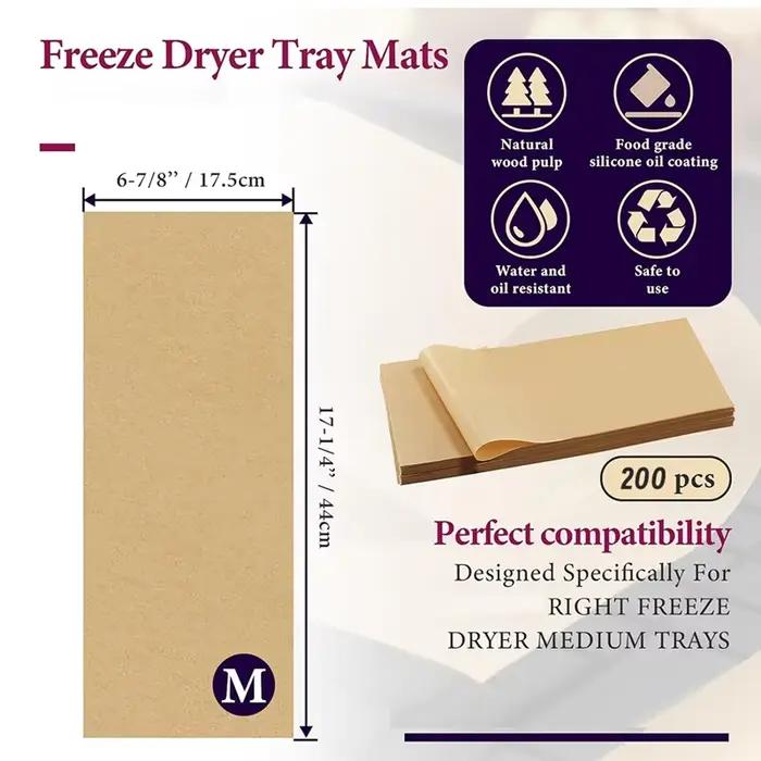 SOFT-200 paquets de feuilles de papier parchemin pour lyophilisateur droit de récolte-accessoires de séchage pour plateaux moyens, feuilles de parchemin