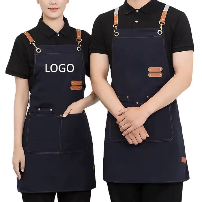 Tablier de travail professionnel pour hommes et femmes, imperméable, cuisine, cafés, beauté des ongles, coupe de cheveux, uniforme de Salon, gril, bavoir de serveur de jardin personnalisé
