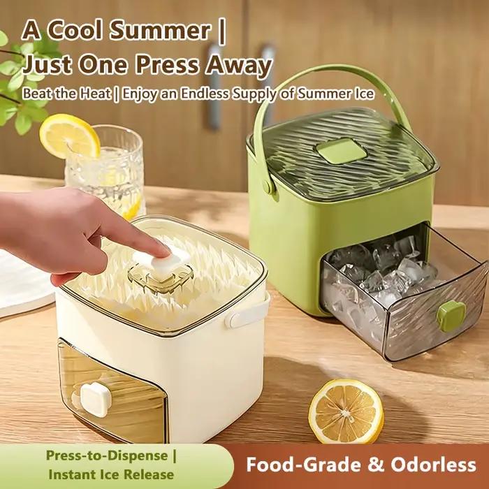 Bac à glaçons à pression avec bac de rangement, moule à glace de qualité alimentaire à démoulage rapide pour réfrigérateur domestique, boissons d'été