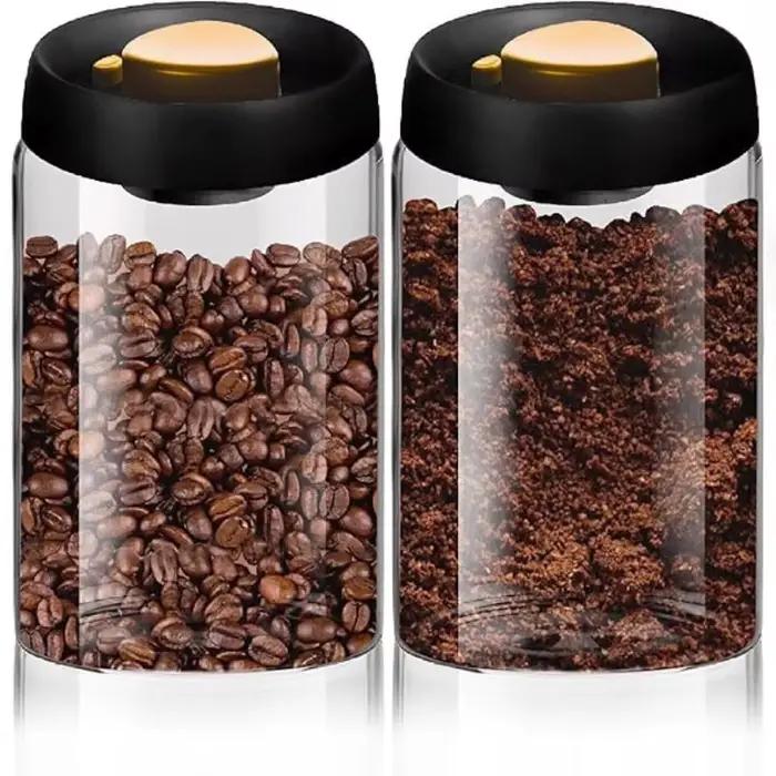Boîtes à café sous vide avec couvercles hermétiques pour café, pots Mason en verre borosilicate, Kit de scellage sous vide pour thé, grains, sucre