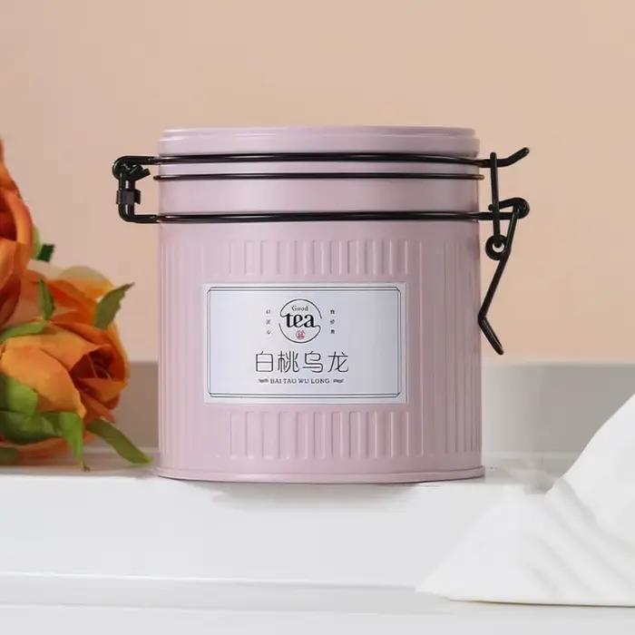 Boîte à thé multifonctionnelle en fer blanc avec couvercle rabattable, pot de rangement pour thé, boîte à café, pot à bonbons hermétique, idéale pour les voyages et les occasions spéciales