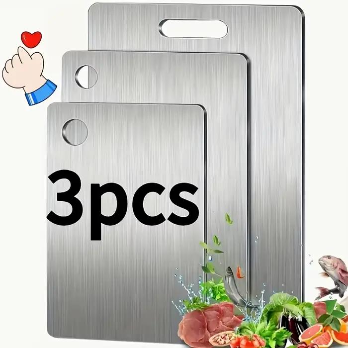 Planches à découper en acier inoxydable 3 pièces - Sans BPA