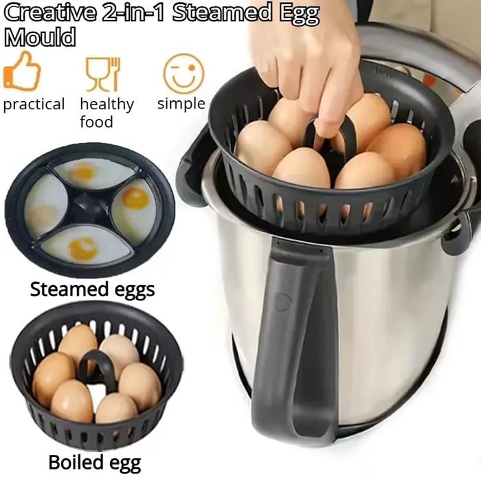 Outil 2-en-1 pour cuire les œufs à la vapeur et à l'eau bouillante, de qualité alimentaire, compatible Thermomix TM5 TM6, résistant à la chaleur, pour aliments complémentaires, brunch