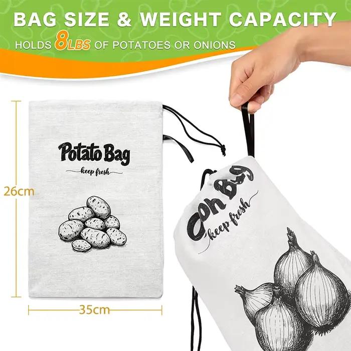 Sac de rangement réutilisable pour oignons et pommes de terre