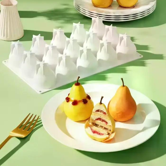 Moule à gâteau mousse français en forme de mangue et poire, moule en silicone pour dessert en forme de fruit, pour pudding au chocolat DIY