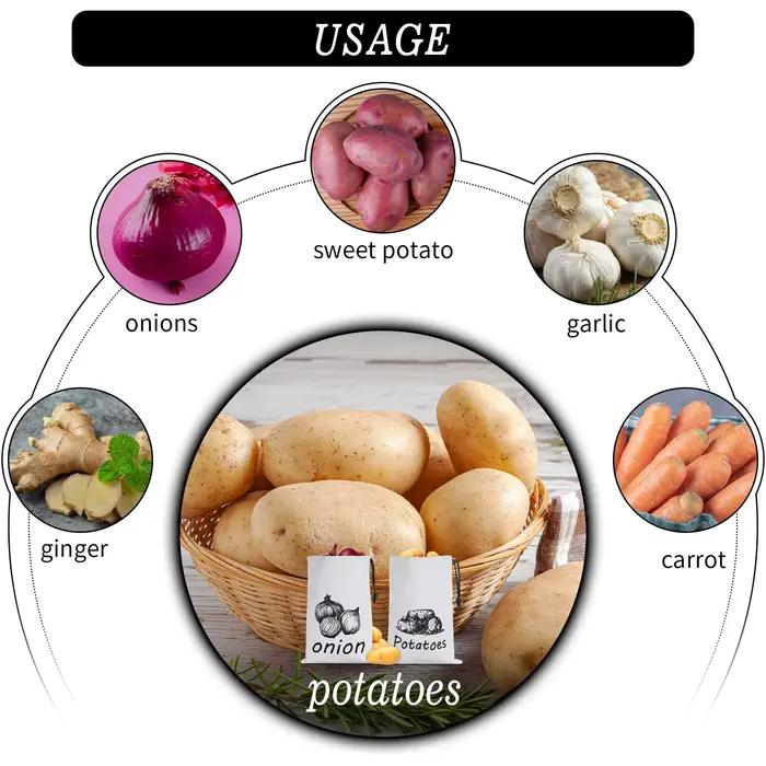 Sac de rangement réutilisable pour oignons et pommes de terre