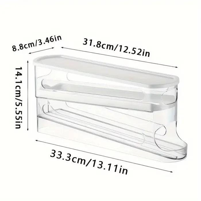 Boîte de rangement d'œufs à glissière automatique, design rabattable, conteneur pour œufs frais, capacité de 12 à 14 œufs, support à œufs peu encombrant pour réfrigérateur de cuisine
