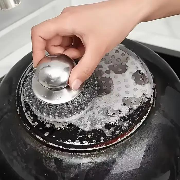 Épurateur robuste en acier inoxydable brosse ergonomique pour nettoyage de casseroles et poêles occassions quotidiennes et évènements familiaux