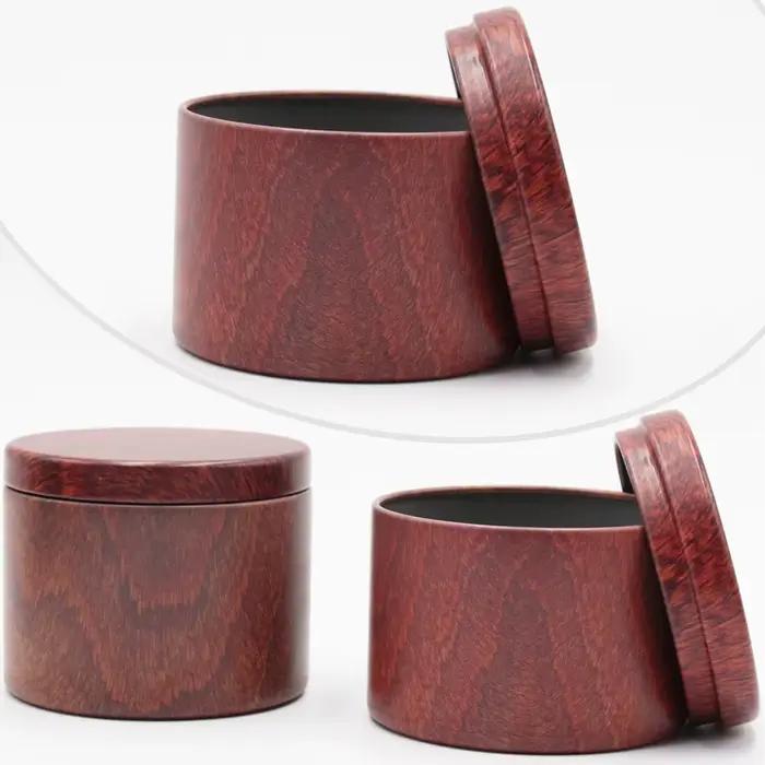 Pots en étain de Grain de bois de poire rouge de 8oz, 12 pièces, avec couvercles, durables et réutilisables pour la fabrication de bougies, le stockage de bijoux et plus encore