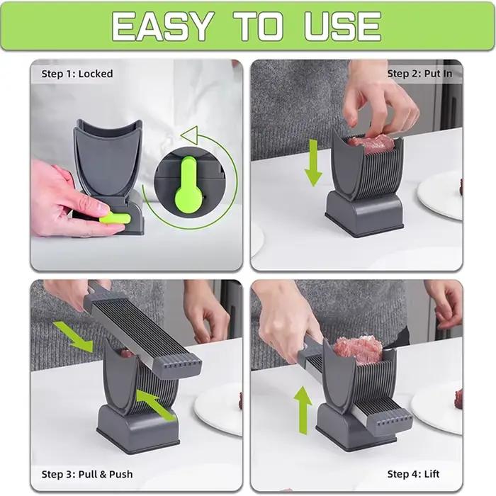 Trancheuse à viande manuelle en acier inoxydable, épaisseur réglable 2 ou 4 mm, couteau de cuisine, hachoir à viande séchée