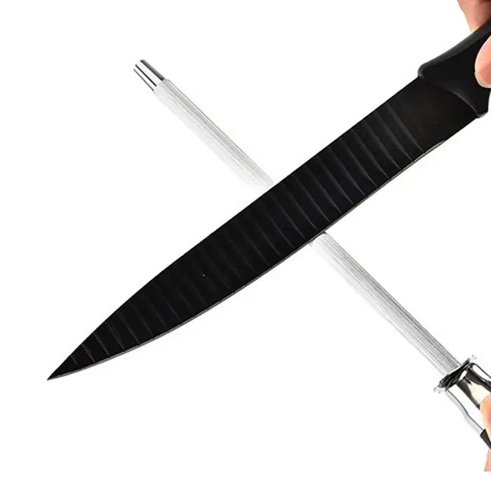 Tige d'affûtage de couteaux professionnelle en acier au carbone de 26cm