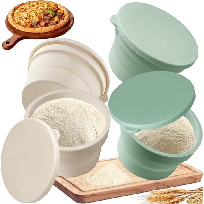 Boîte à pâte à pizza antiadhésive en silicone empilable avec couvercle