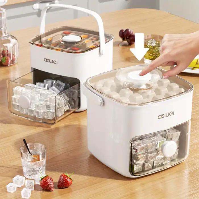 Machine à glaçons 48 cubes avec couvercle facile à presser, Double couche, friandises glacées et boissons essentielles, accessoires de cuisine, gadgets