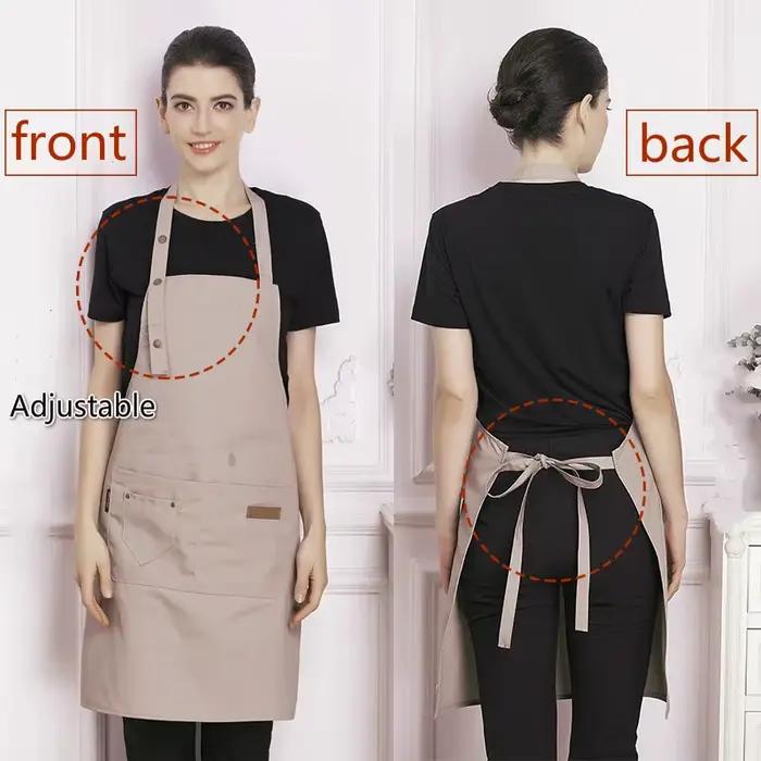 Tabliers de cuisine avec Logo de marque personnalisé pour femmes et hommes, Chef de travail, gril, Restaurant, Bar, boutique, cafés, beauté des clous, uniforme personnalisé