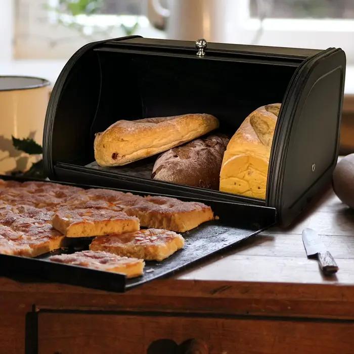 Boîte à pain Boîte de Rangement en Métal Noir pour citrouille