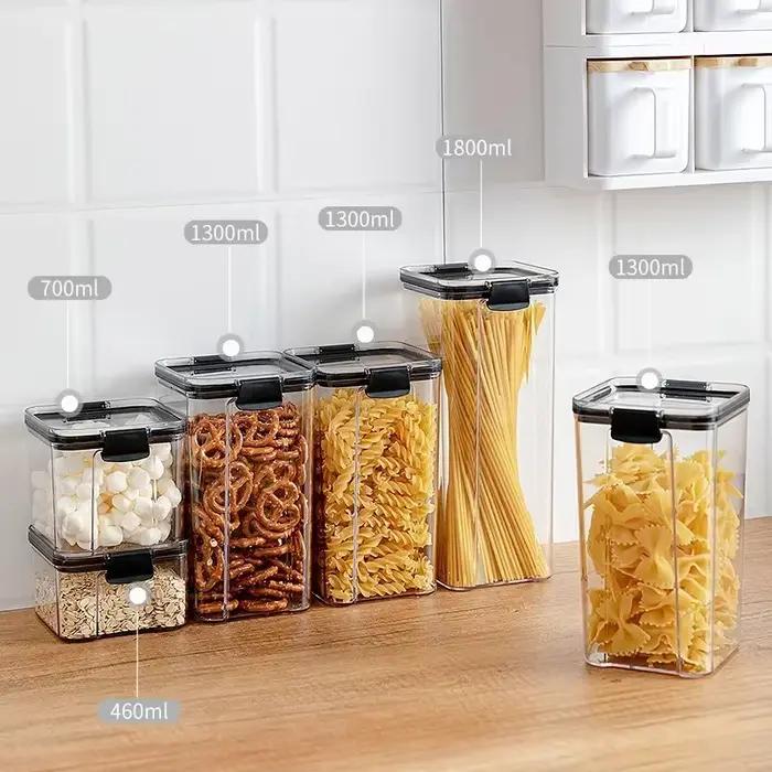 Conteneur de stockage des aliments de 460/700/1300/1800 ML, boîtes scellées en plastique, boîte de rangement de cuisine, boîtes alimentaires transparentes, réservoirs de stockage