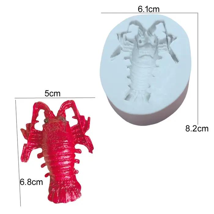 Moule en silicone 3D Homard pour la pâtisserie, outil de cuisine DIY, pour desserts, fondant, résine, crevettes, gâteaux, chocolat et décoration en dentelle
