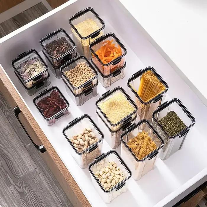 Boîtes scellées transparentes, boîtes alimentaires en plastique, boîtes carrées scellées pour conserver la fraîcheur, fruits secs, épices, boîtes de stockage du thé, 2 pièces