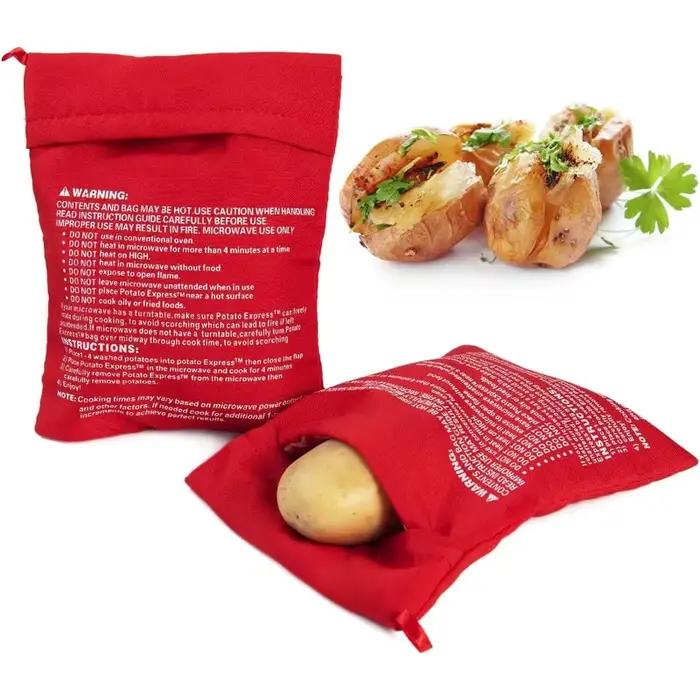 Sac de cuisson réutilisable pour micro-ondes tissu respectueux de l'environnement pour patates douces et maïs grillés occassions familiales et amicales