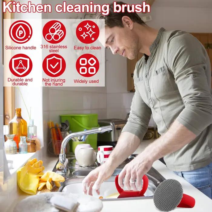 Épurateur en fonte inoxydable avec poignée main multifonctionnelle pour nettoyage de casseroles et poêles en cuisine occasions spéciales