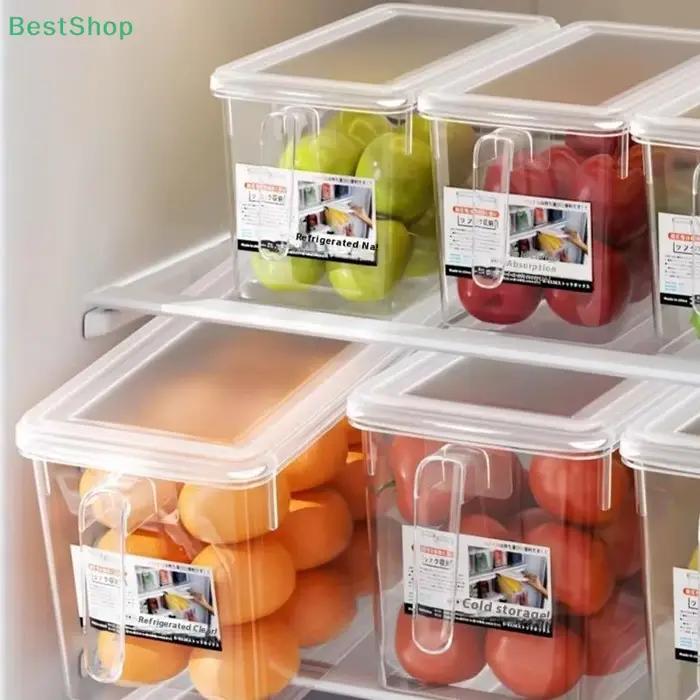 Boîte de rangement de réfrigérateur en plastique transparent