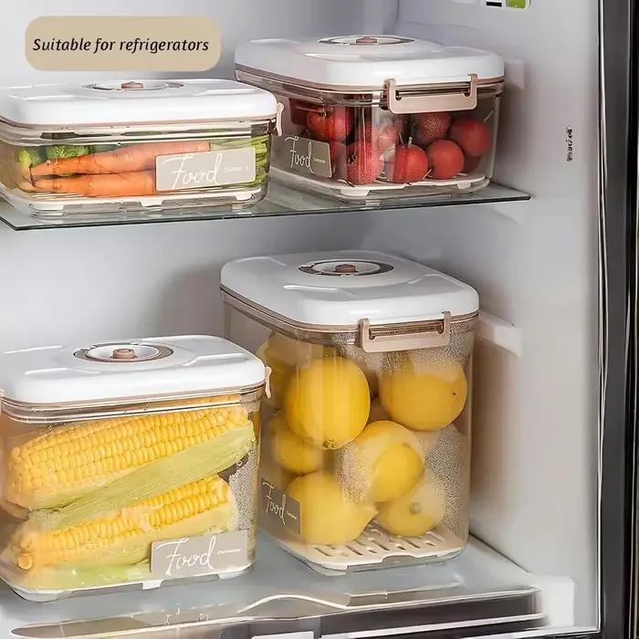 Boîte de stockage sous vide alimentaire, récipient hermétique-boîte de rangement de cuisine réutilisable avec filet de vidange et pompe à vide pour garder les aliments frais