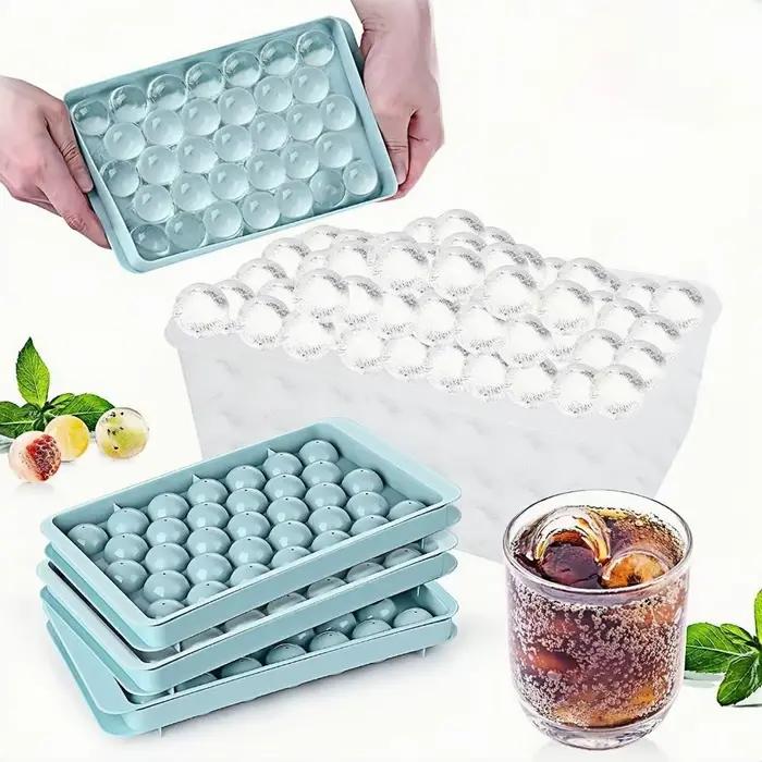 Boîte à glaçons créative avec pelle à glace, boîte de rangement de boules de glace à 3 couches avec couvercle, moules à glaçons de grande capacité pour la maison