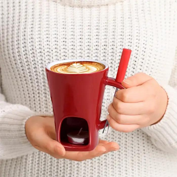 Mini ensemble de tasses à Fondue au chocolat avec fourchette et bougies, Pots à Fondue au fromage, crème glacée, Kit de fabrication de Fondue, tasse à fondre au beurre, petit réchauffeur