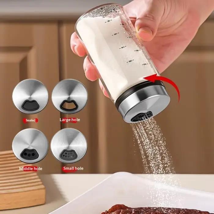 Boîte d'assaisonnement en verre à haute teneur en Borosilicate de 200/300/500ml, bouteille de sel de condiments solides, poivre, épices, Shaker avec couvercle rotatif